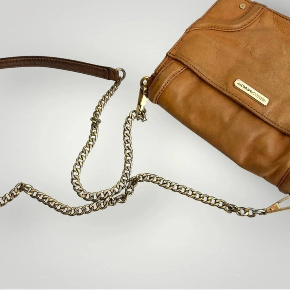Rebecca Minkoff Mini Crossbody Purse Gold Hardware Chain Link Strap Caramel - Picture 11 of 16
